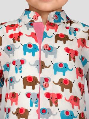 Baby boys multicolour pure cotton animal print kurta pyjama set 2