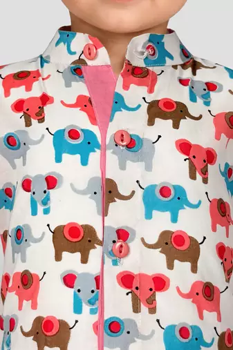 Baby boys multicolour pure cotton animal print kurta pyjama set