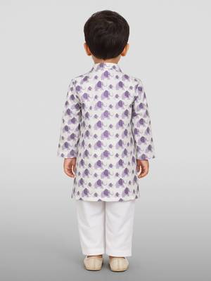 Baby boys purple pure cotton animal print kurta pyjama set 4