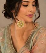 Blue color adjustable ring with moti & agate stone | gold plated