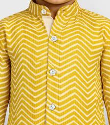 Baby boys yellow pure cotton geometric print kurta pyjama set