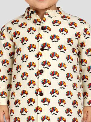 Baby boys multicolour pure cotton quirky print kurta pyjama set 2