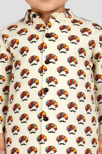 Baby boys multicolour pure cotton quirky print kurta pyjama set
