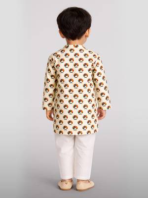 Baby boys multicolour pure cotton quirky print kurta pyjama set 3