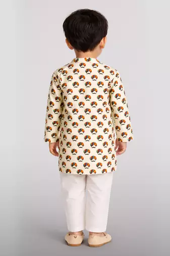 Baby boys multicolour pure cotton quirky print kurta pyjama set