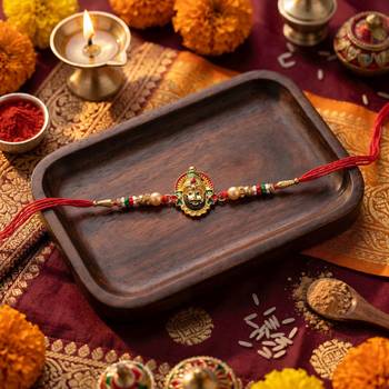 Multi color set of 3 thread rakhis traditional style 4