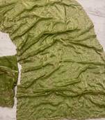 Olive Color Cudana and sequins work Satin Saree