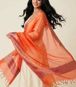 Banarasi pure organza silk dupatta in orange colour with zari work