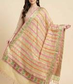 Banarasi pure chiffon silk dupatta in yellow colour with zari work