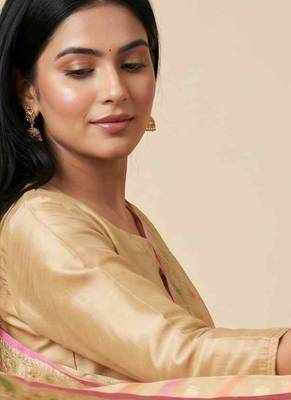 Banarasi pure chiffon silk dupatta in yellow colour with zari work 2