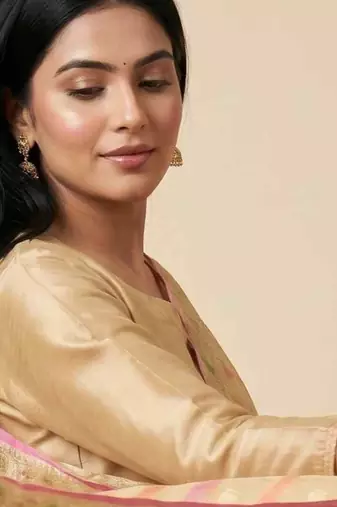 Banarasi pure chiffon silk dupatta in yellow colour with zari work