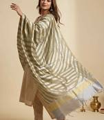Banarasi pure tissue silk dupatta in mehendi  colour with zari work