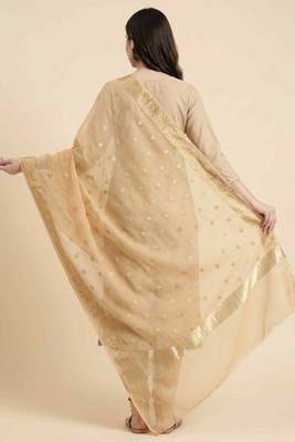Banarasi pure chiniya silk dupatta in cream colour with zari work 1