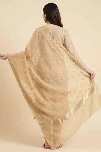 Banarasi pure chiniya silk dupatta in cream colour with zari work