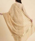 Banarasi pure chiniya silk dupatta in cream colour with zari work