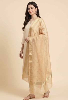 Banarasi pure chiniya silk dupatta in cream colour with zari work 2