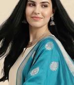 Banarasi pure kataan silk dupatta in teal green colour with zari work