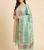 Banarasi pure chiffon silk dupatta in light green colour with zari work