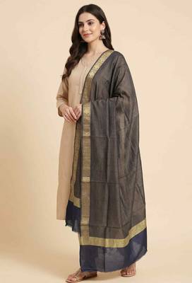 Banarasi pure chiffon silk dupatta in black colour with zari work 1
