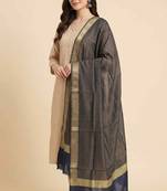 Banarasi pure chiffon silk dupatta in black colour with zari work