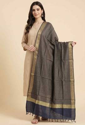 Banarasi pure chiffon silk dupatta in black colour with zari work 5