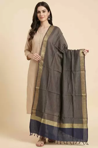 Banarasi pure chiffon silk dupatta in black colour with zari work