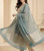 Banarasi pure khaddi georgette silk dupatta in sea green colour with minakari work