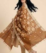 Banarasi pure chiniya silk dupatta in brown colour with zari work