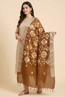Banarasi pure chiniya silk dupatta in brown colour with zari work 3