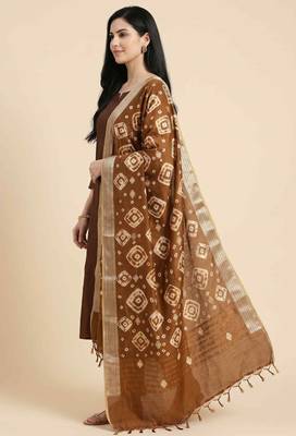 Banarasi pure chiniya silk dupatta in brown colour with zari work 4