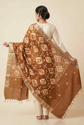 Banarasi pure chiniya silk dupatta in brown colour with zari work 5