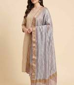 Banarasi pure tissue silk dupatta in purple colour with zari work