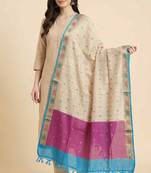 Banarasi pure chiniya silk dupatta in cream colour with zari work