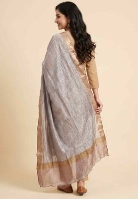 Banarasi pure tissue silk dupatta in purple colour with zari work 3