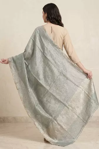 Banarasi pure chiniya crust silk dupatta in pistagreen colour with zari work