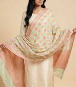Banarasi pure khaddi georgette silk dupatta in yellow colour with zari work