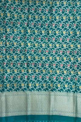 Banarasi kataan silk dupatta in green colour with floral minakari work 6