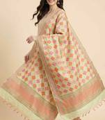 Banarasi pure khaddi georgette silk dupatta in yellow colour with zari work