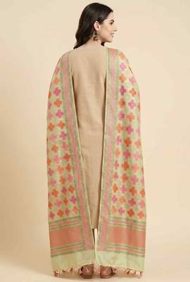 Banarasi pure khaddi georgette silk dupatta in yellow colour with zari work 3