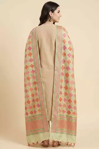 Banarasi pure khaddi georgette silk dupatta in yellow colour with zari work
