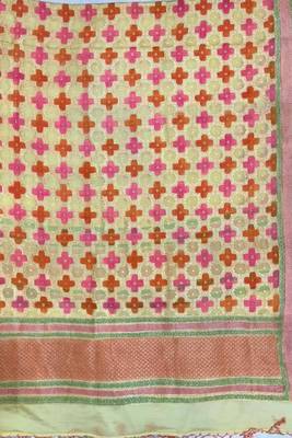 Banarasi pure khaddi georgette silk dupatta in yellow colour with zari work 4