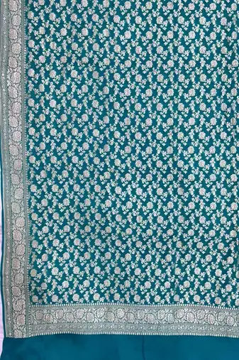 Banarasi pure khaddi georgette silk dupatta in green colour with zari work