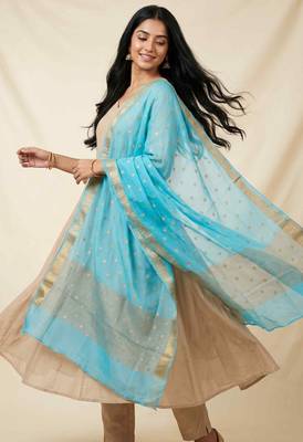 Banarasi pure chiffon silk dupatta in skyblue colour with zari work 1