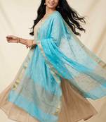 Banarasi pure chiffon silk dupatta in skyblue colour with zari work