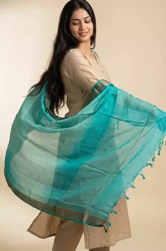 Banarasi pure chiffon silk dupatta in green colour with zari work