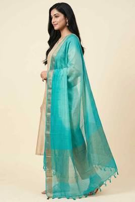 Banarasi pure chiffon silk dupatta in green colour with zari work 4