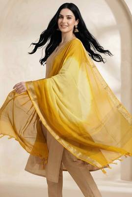 Banarasi pure chiffon silk dupatta in dual shade with zari work 1