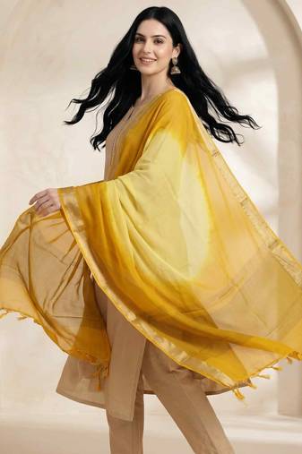 Banarasi pure chiffon silk dupatta in dual shade with zari work
