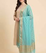 Banarasi pure chiffon silk dupatta in seagreen colour with zari work