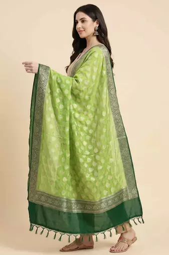 Banarasi pure chiffon silk dupatta in dual contrast shade with zari work